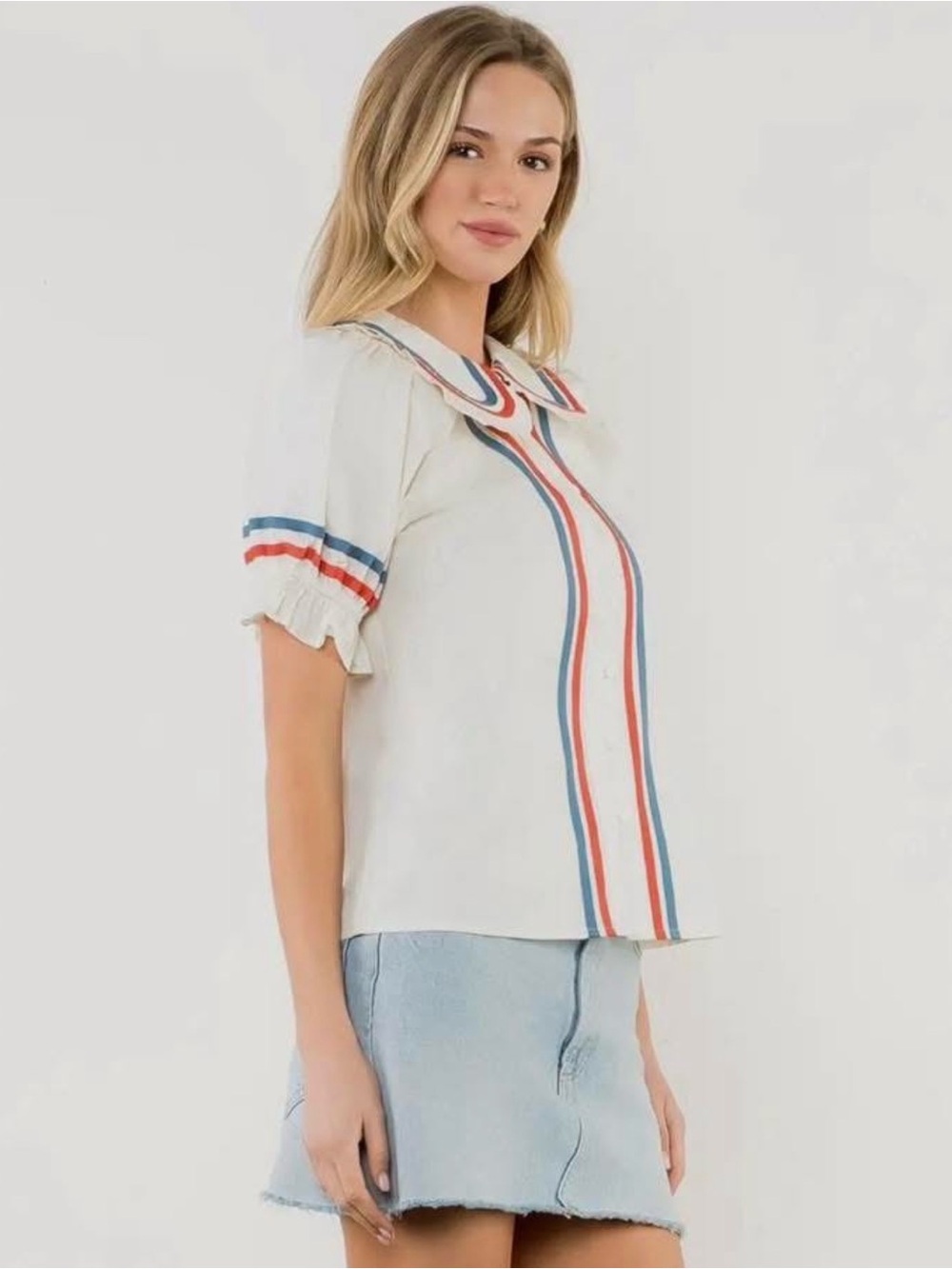 NWT Americana Ribbon Blouses Red White Blue 4th of July Tuckernuck XS S M L - Picture 4 of 7